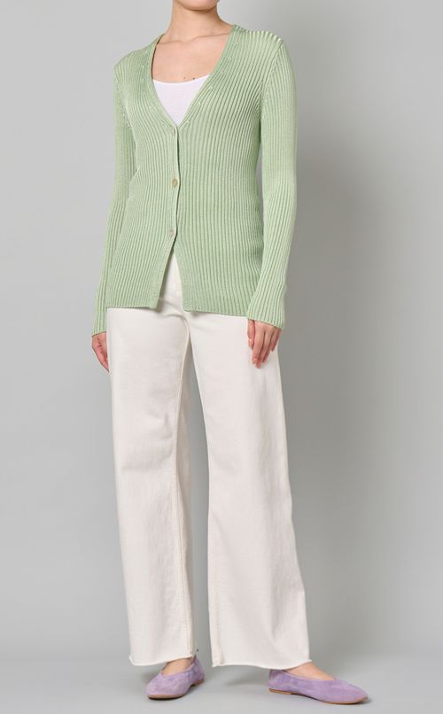 リブVネックカーディガン