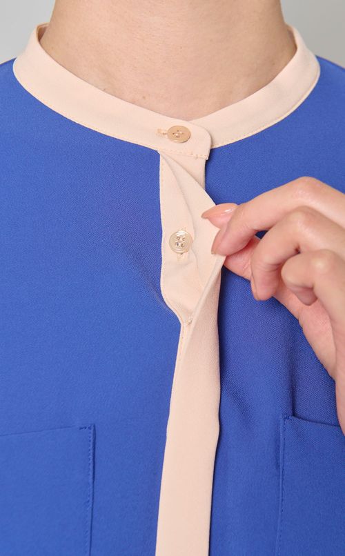 バイカラーパフスリーブブラウス