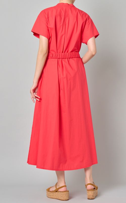 コットンバンドカラーロングワンピース