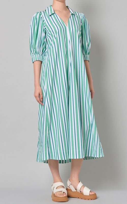 コットンストライプロングワンピース