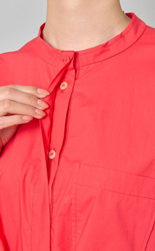 コットンバンドカラーロングワンピース