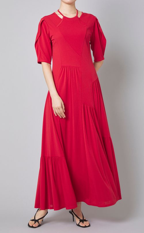 ランダムギャザージャージードレス