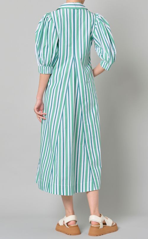 コットンストライプロングワンピース