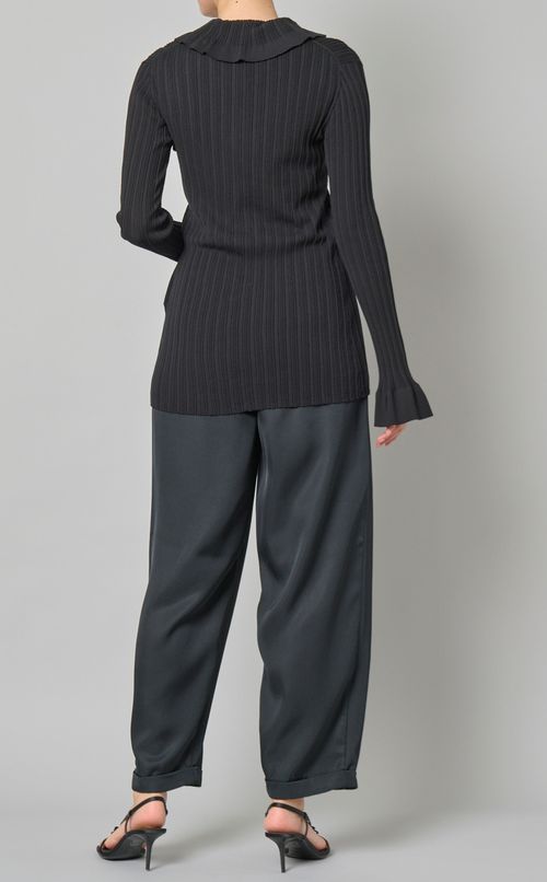 フロントリボンリブニットカーディガン