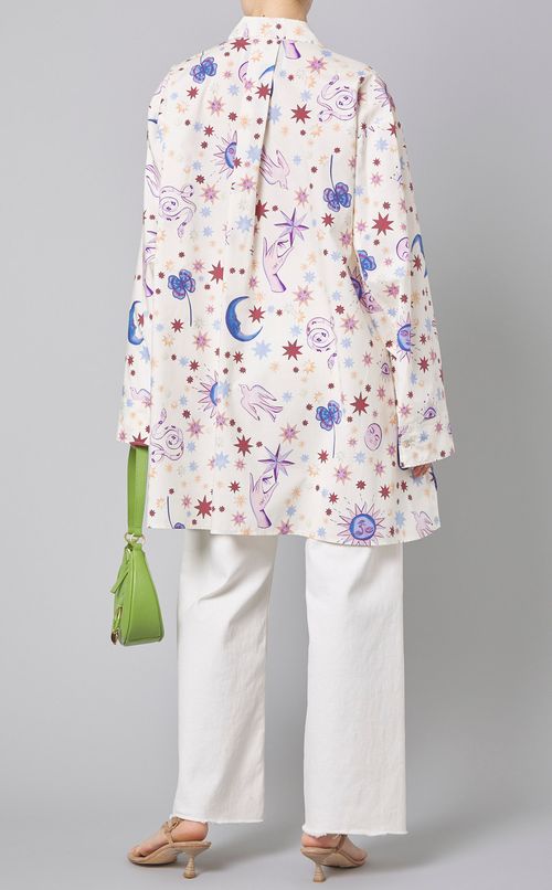 プリントレースアップロングシャツ