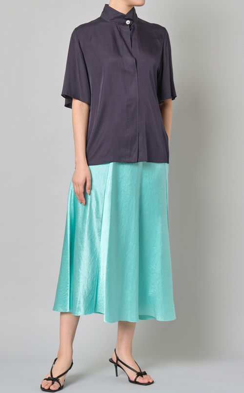 シルク混スタンドネックシャツ