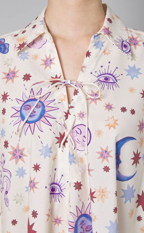 プリントレースアップロングシャツ