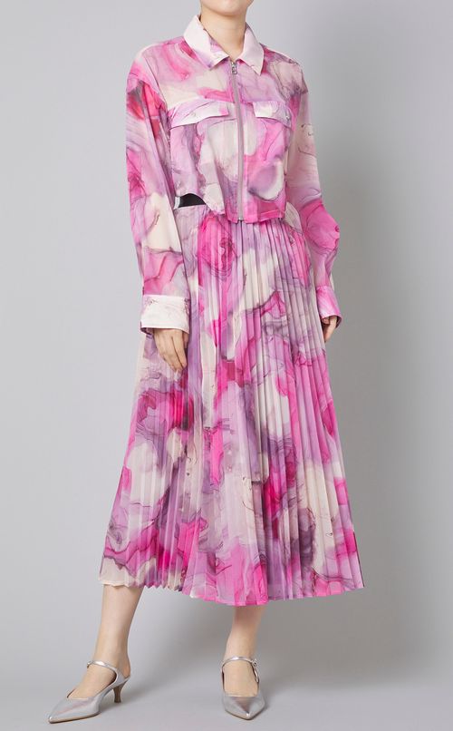 マーブルペイントプリーツスカート