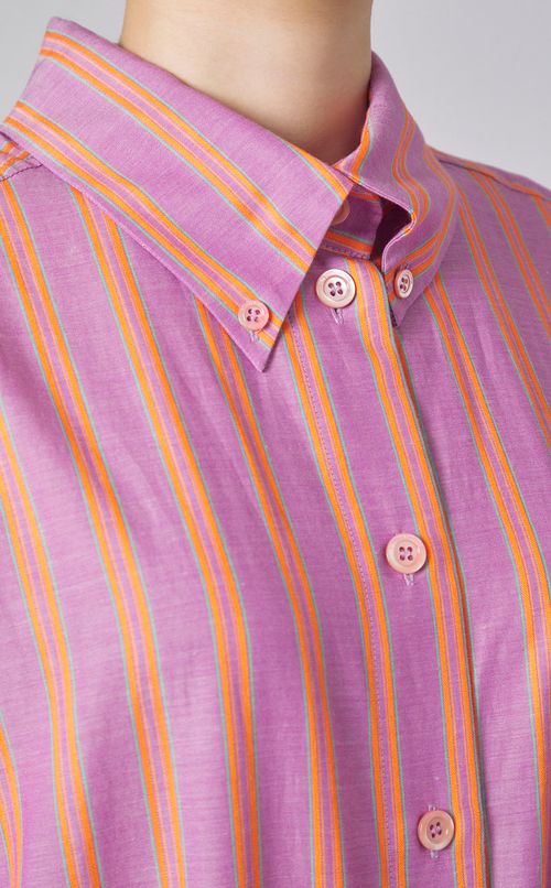 ストライププリント刺繍入りワンピース