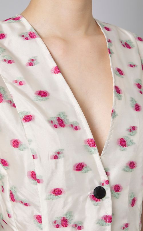 フラワージャガードVネックワンピース