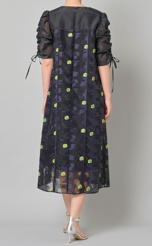 ジャガードスリーブシリングドレス