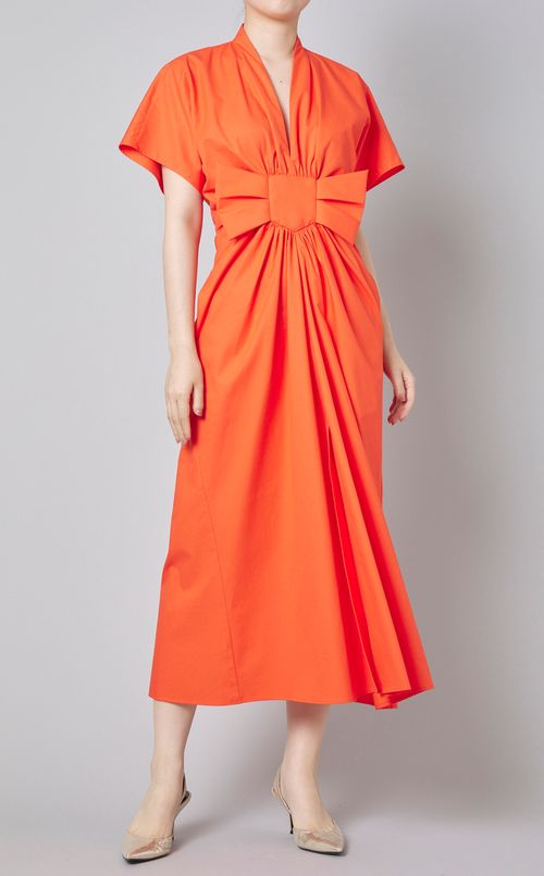 フロントボウVネックワンピース