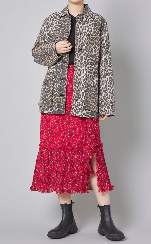 コットンレオパードプリントカバーオール