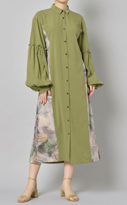 マーブルペイントパネルワンピース