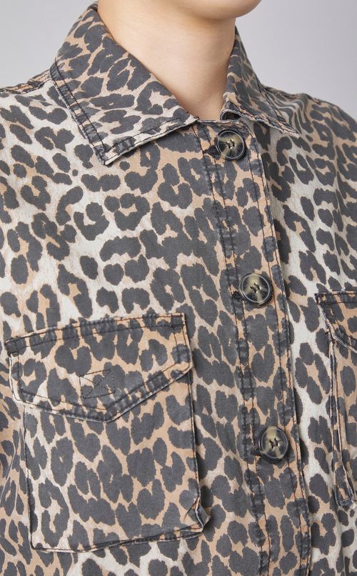 コットンレオパードプリントカバーオール