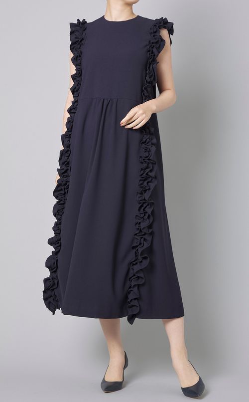 サイドフリルギャザーワンピース