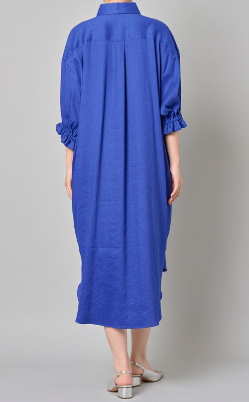 コットン刺繍入りシャツワンピース