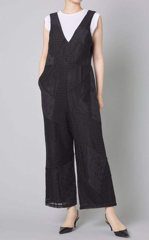 パッチワークレースジャンプスーツ