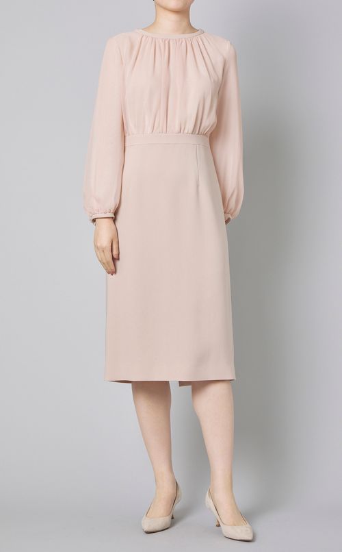 異素材コンビIラインワンピース