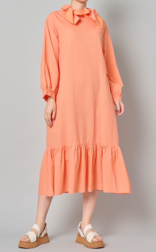 コットンダブルリボンシャツワンピース