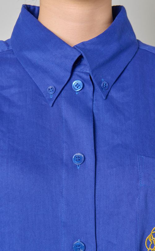 コットン刺繍入りシャツワンピース