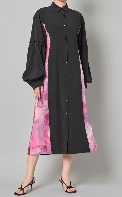 マーブルペイントパネルワンピース