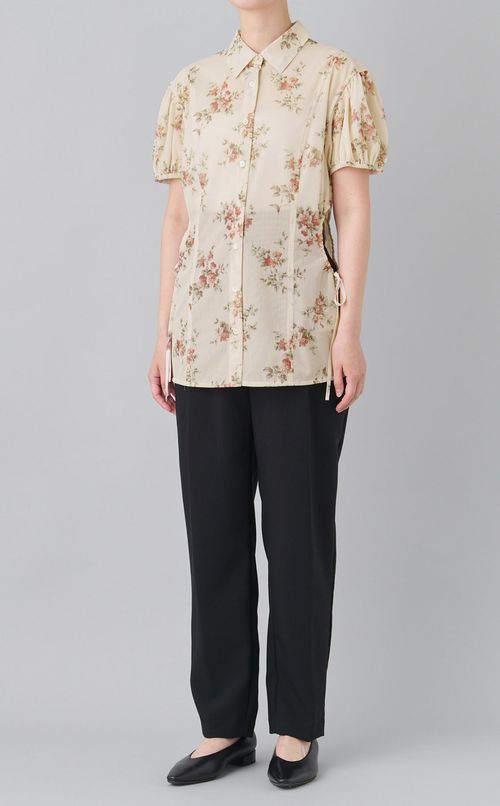 フラワーサイドシャーリングシャツ