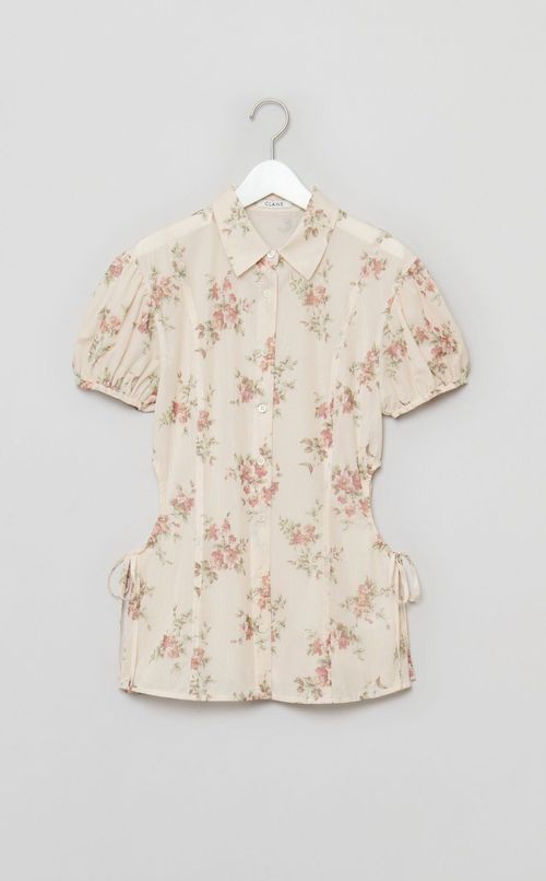 フラワーサイドシャーリングシャツ