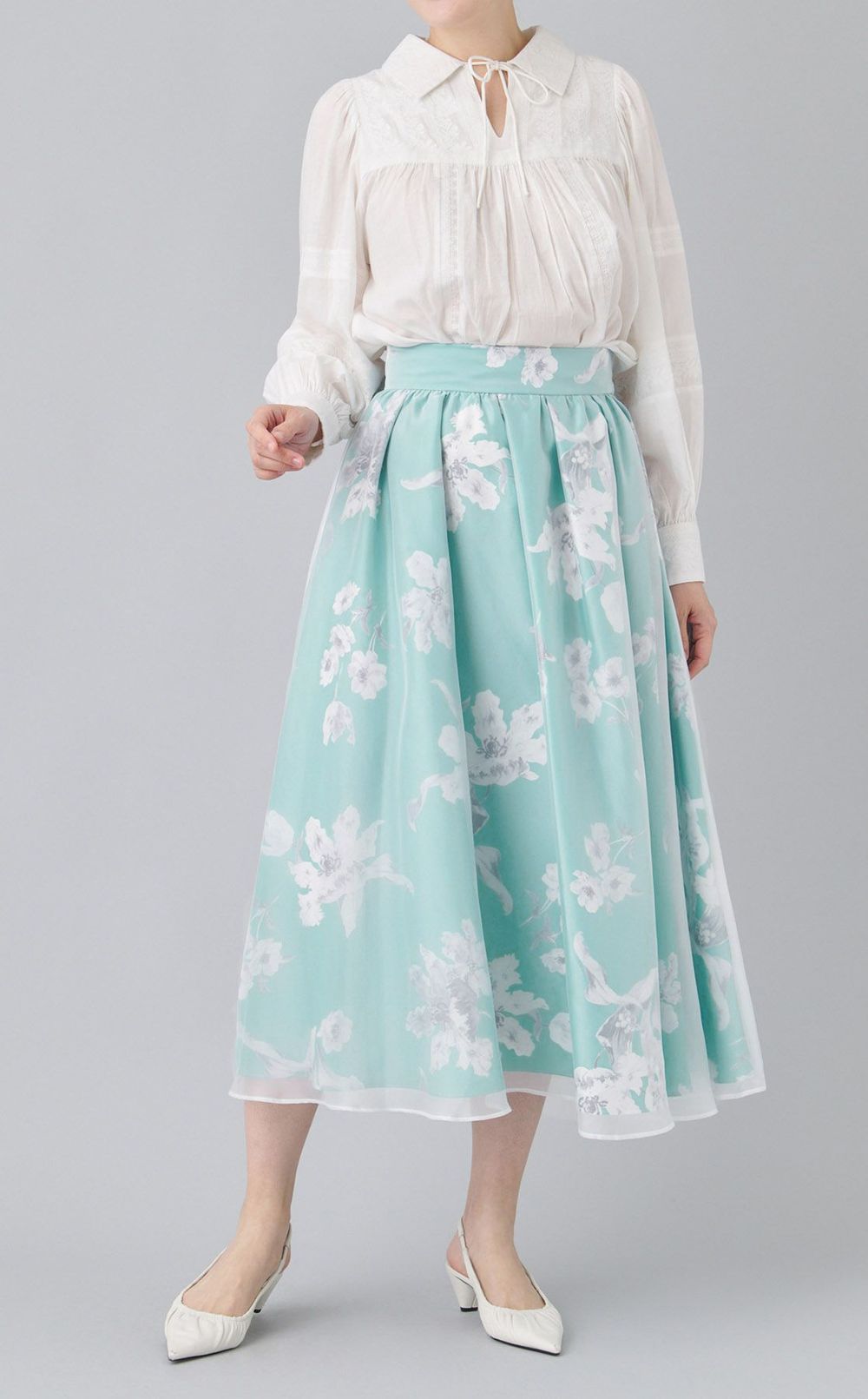 フラワープリントフレアスカート