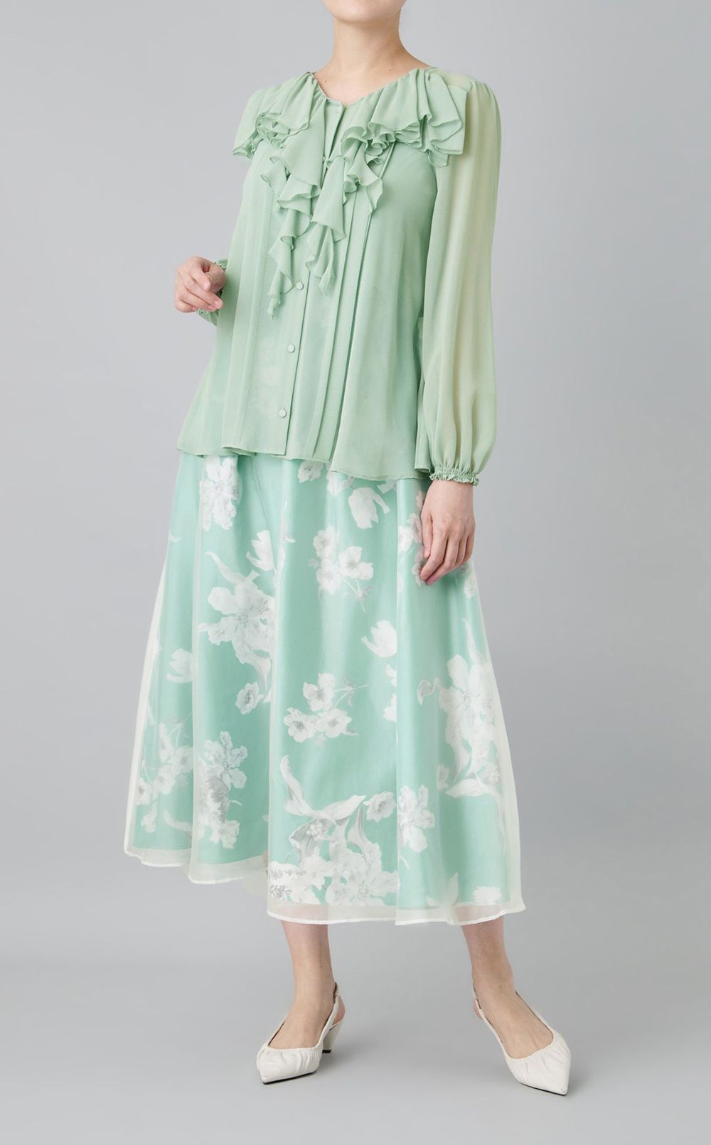 フラワープリントフレアスカート