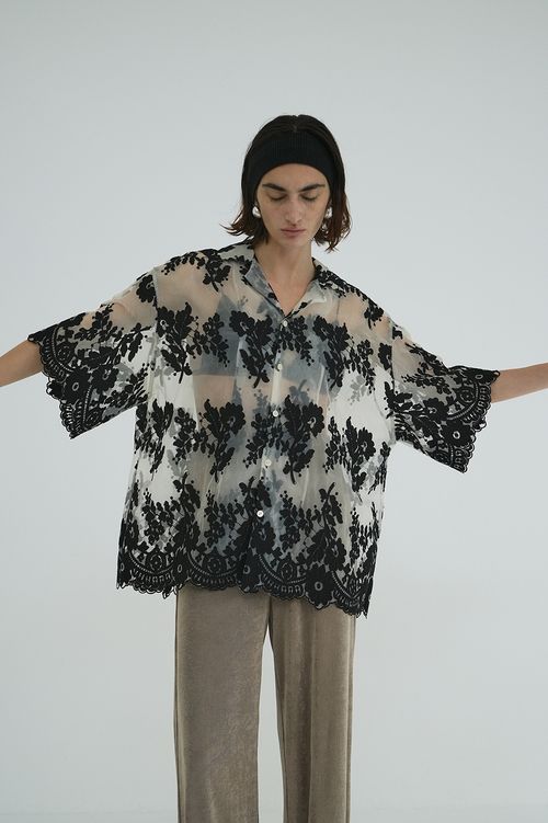 シアーフラワーレースシャツ