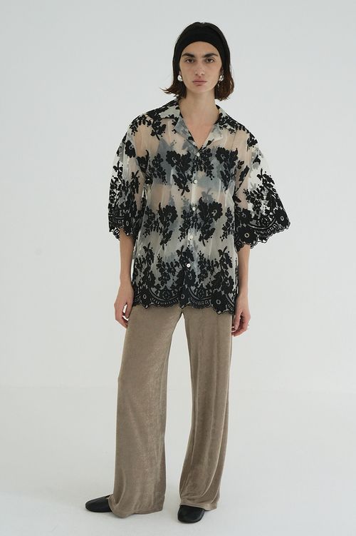 シアーフラワーレースシャツ