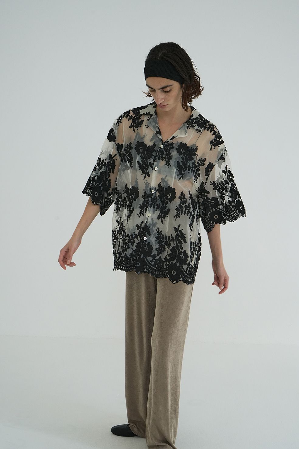 シアーフラワーレースシャツ