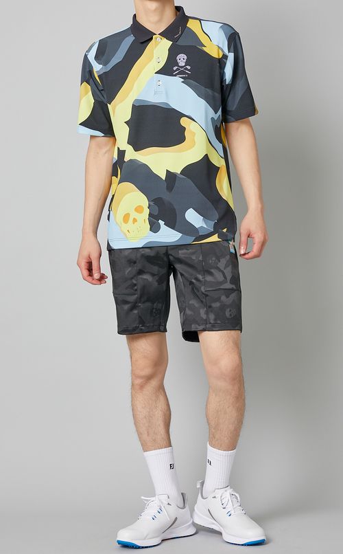 【手洗い可】総柄ポロシャツ