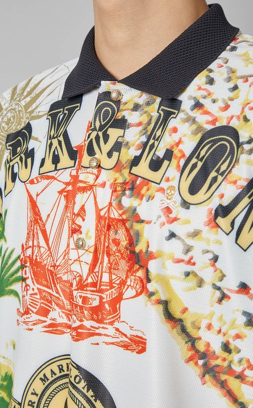 【手洗い可】モチーフプリントポロシャツ