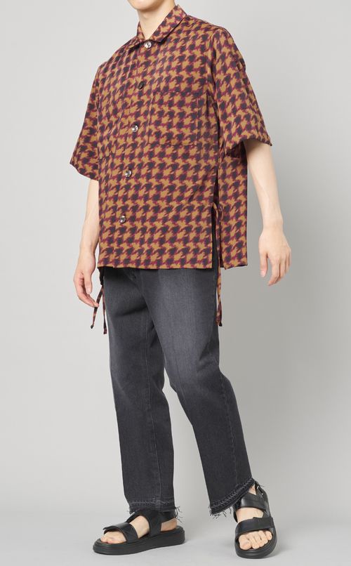 サテンプリントシャツ