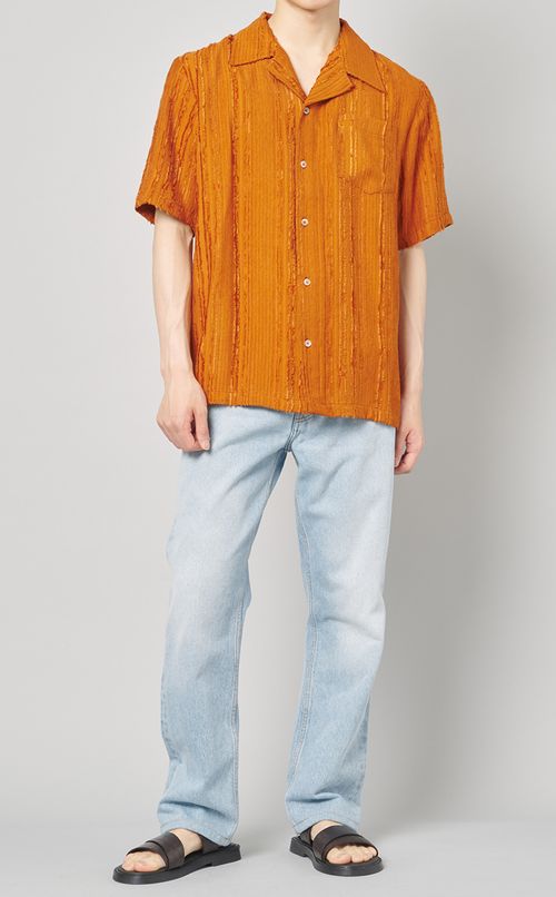 ストライプオープンカラーシャツ