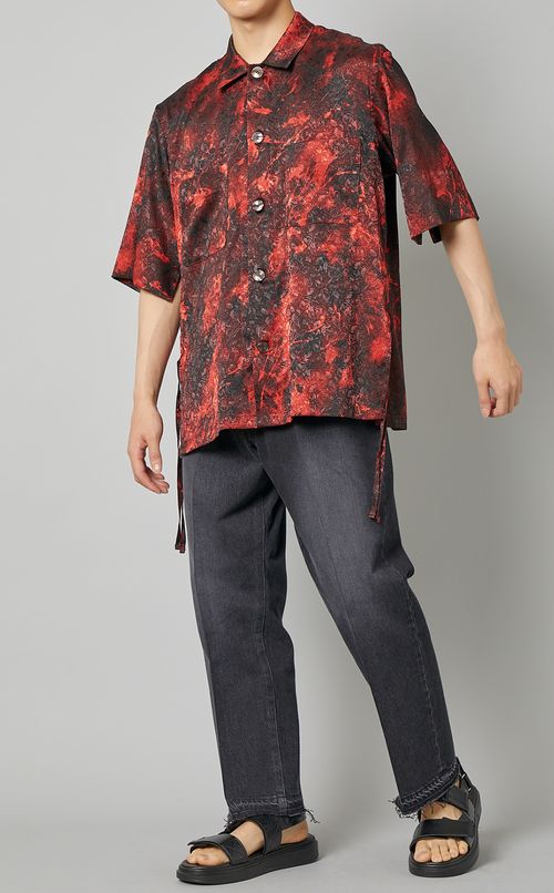 サテンプリントシャツ