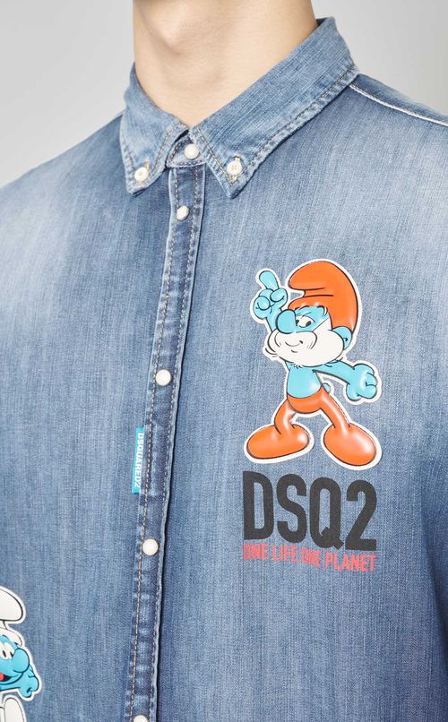 スマーフプリントデニムシャツ