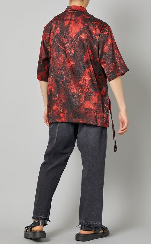 サテンプリントシャツ