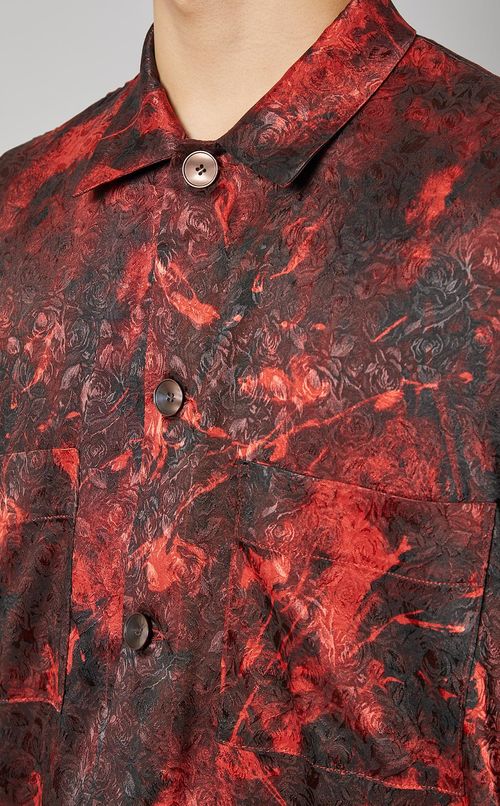 サテンプリントシャツ