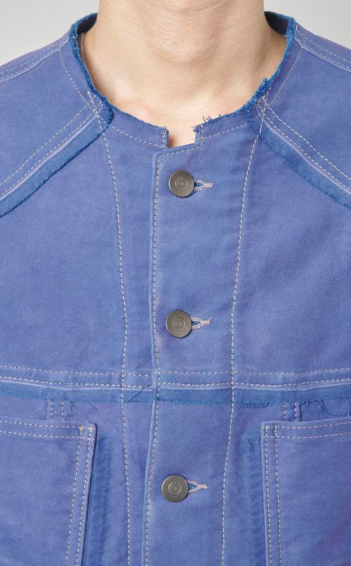 ノーカラーコットンジャケット