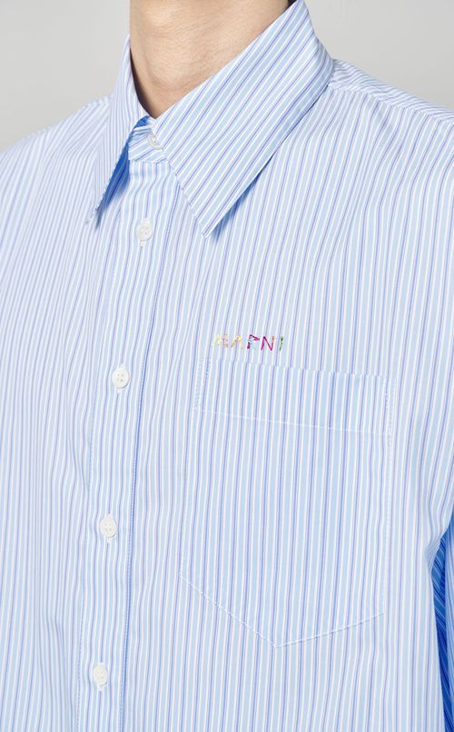 ポプリンストライプレイヤードシャツ