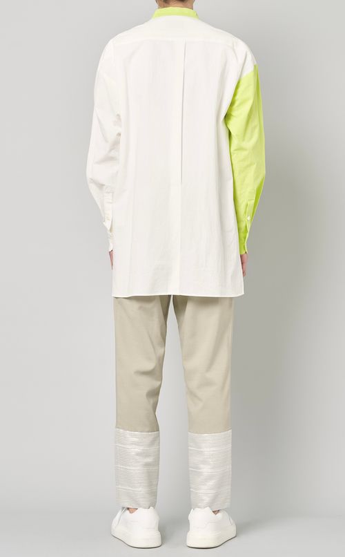 バイカラーロングシャツ