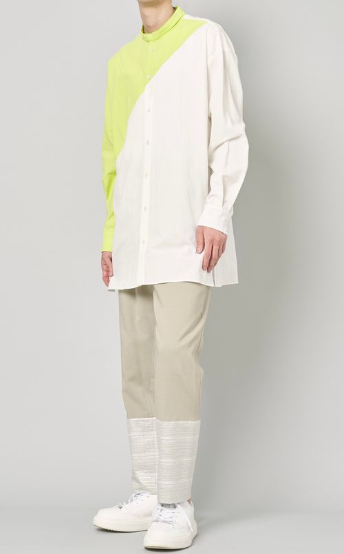 バイカラーロングシャツ