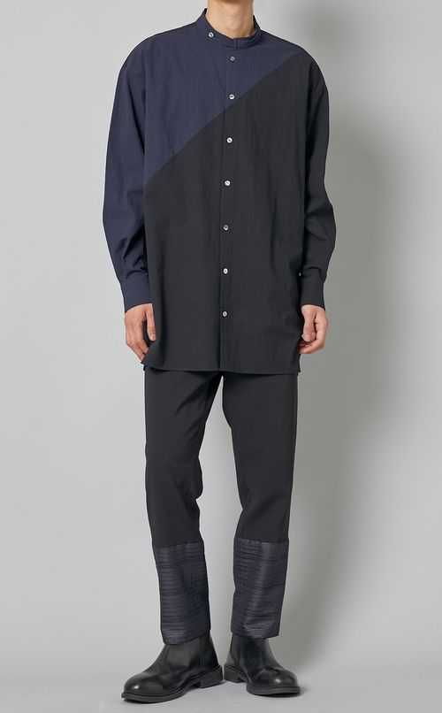 バイカラーロングシャツ