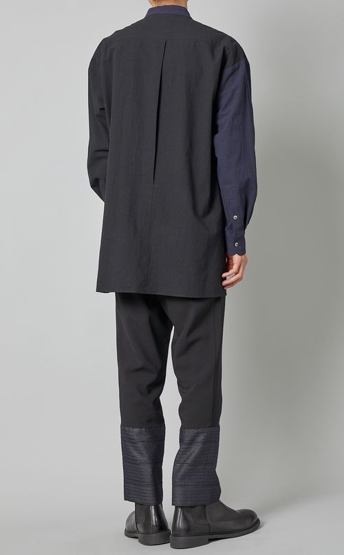 バイカラーロングシャツ