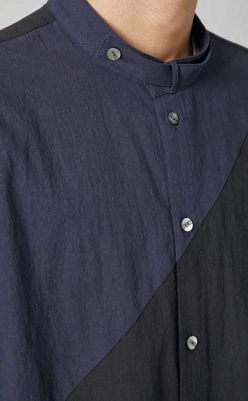 バイカラーロングシャツ