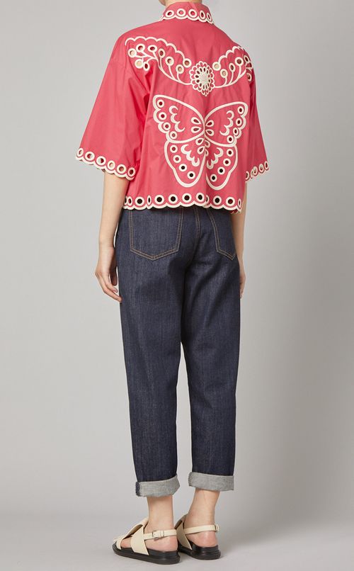 カット刺繍シャツブラウス