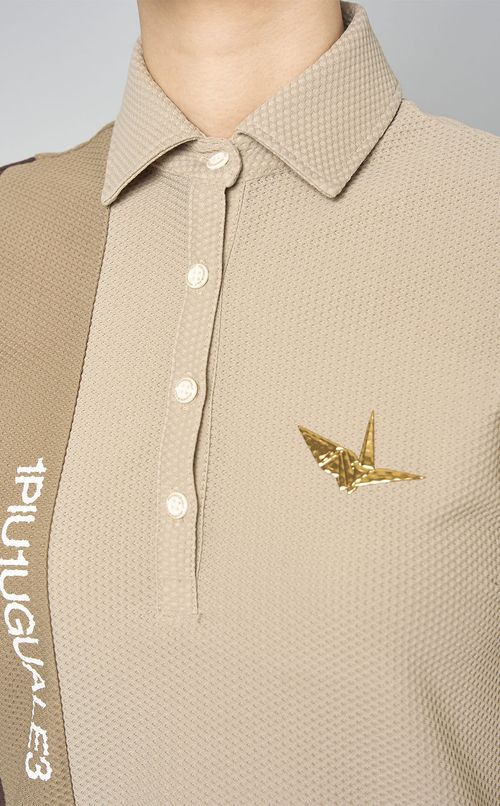 【手洗い可】ストライプパネルポロシャツ